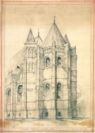 Eskiz, c.1860 (kağıt) by George Gilbert Scott