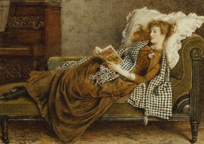 Bir İç Mekanda Okuyan Genç Bir Bayan, by George Goodwin Kilburne