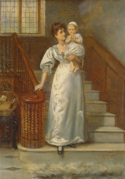 Merdiven Üzeri (panel üzeri yağlı boya) by George Goodwin Kilburne