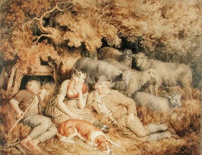Öğle vakti, c.1812 (kağıt üzerine suluboya) by George Grattan