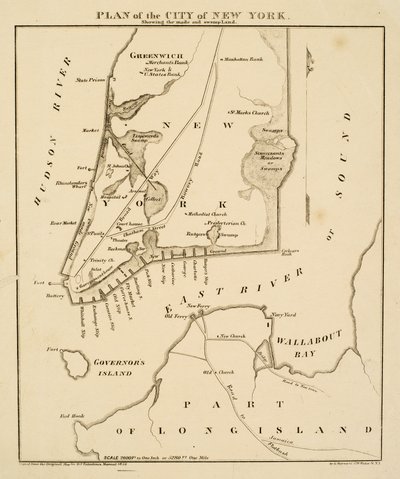 Yapılan [sic] ve bataklık alanını gösteren New York şehrinin planı, 1856 (kağıt üzerine siyah mürekkep) by George Hayward