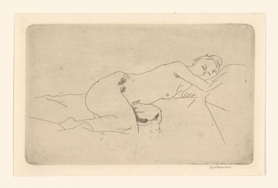 uzanmış kadın çıplak by George Hendrik Breitner (signed by artist)