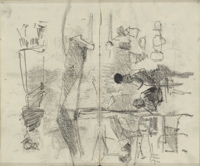 Rakamlar, muhtemelen bir pazarda veya bir kuruluşta by George Hendrik Breitner