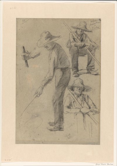 Bir bahçıvanın çalışmaları ile eskiz sayfası by George Hendrik Breitner