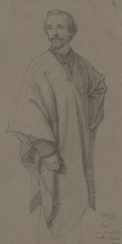 Genç bir kadının portresi, 1856 (kahverengi dokuma kağıt üzerinde grafit) by George Henry Hall