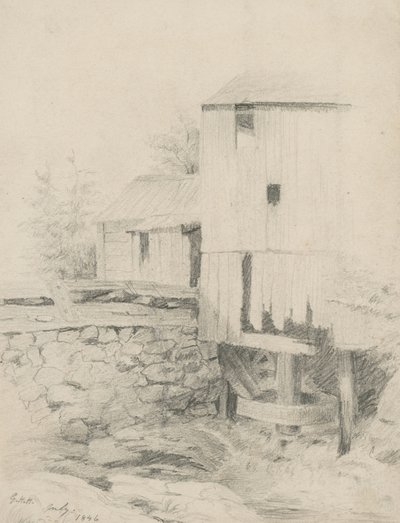 The Old Mill, 1846 (graphite on buff wove paper) by George Henry Hall