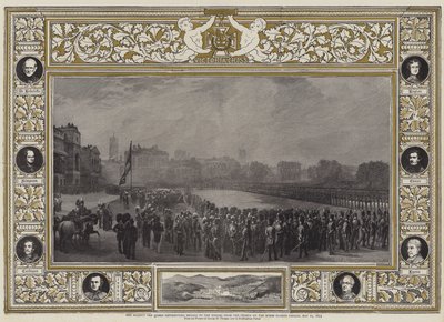 Majesteleri Kraliçe, Atlı Muhafızlar Geçit Töreninde Kırım Kahramanlarına Madalyalar Dağıtırken, 21 Mayıs 1855 by George Housman Thomas
