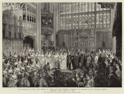 TRH'nin Galler Prensi ve Danimarka Prensesi Alexandra'nın St George Şapeli'ndeki Evliliği, Windsor Şatosu, 10 Mart 1863 by George Housman Thomas