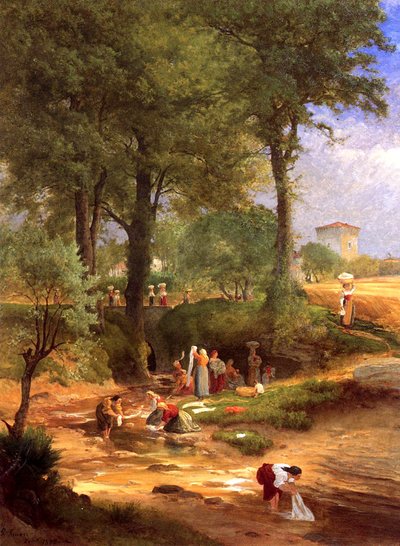 Perugia yakınlarındaki Yıkama Günü, İtalya, 1873 by George Inness