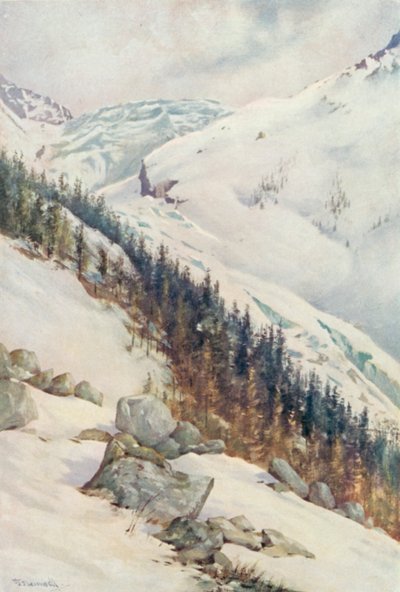 Kışın Argentiere Buzulu (renkli taş) by George Jackson Flemwell