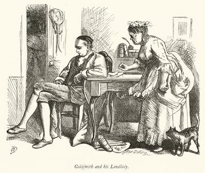Oliver Goldsmith ve ev sahibesi (gravür) by George John Pinwell