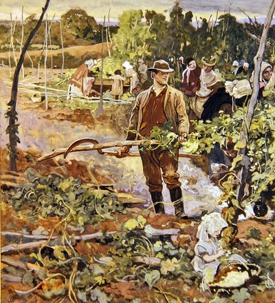 Gleaners (kağıt üzerine kurşun kalem ve sulu boya) by George John Pinwell