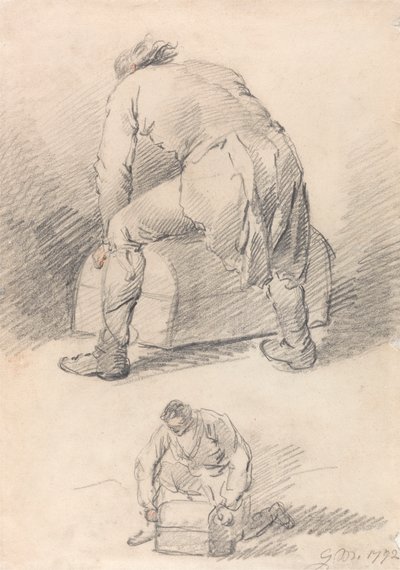 Bir Bagajı Kaldıran Bir Adam, Bir sayfada iki çalışma by George Morland