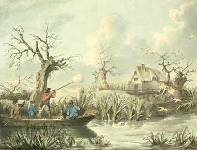 Duck Shooting, Thomas Rowlandson (1756-1827), pub tarafından kazınmış. J. Harris, 1789 (renkli gravür) (ayrıca bkz. 125725-27) by George Morland
