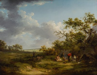 Bir Çingene Kampı ile Manzara (tuval üzerine yağlı boya) by George Morland
