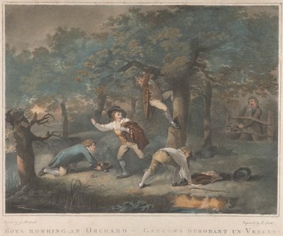 Dörtlü Set: Bir Meyve Bahçesini Soyan Çocuklar by George Morland
