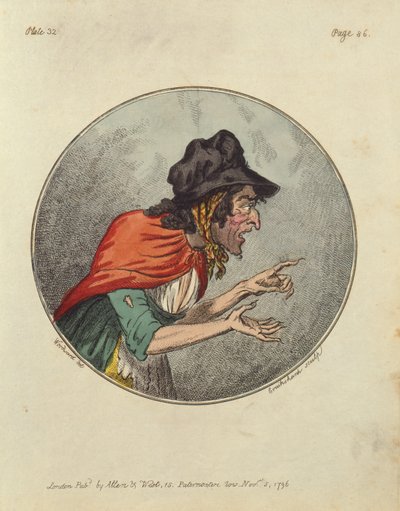 Isaac Cruikshank tarafından kazınmış Yaşlı Bir Kadın Karikatürü by George Moutard Woodward
