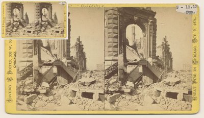 1871, 1871 Chicago Yangınından sonra Monroe ve LaSalle Sokaklarının kuzeybatı köşesindeki Bryan Block