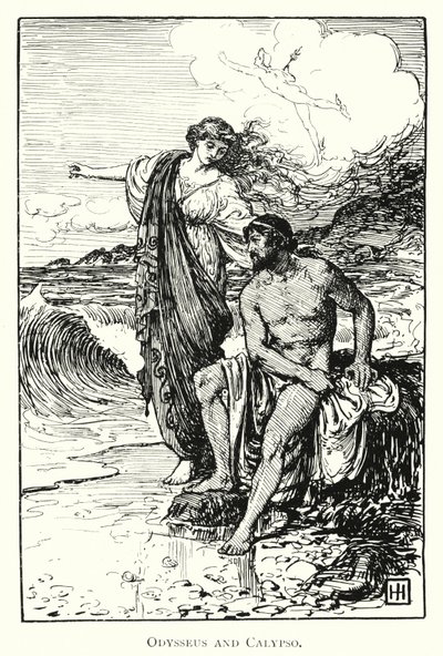 Odyssey: Odysseus ve Calypso (gravür) by George Percy Jacomb Hood