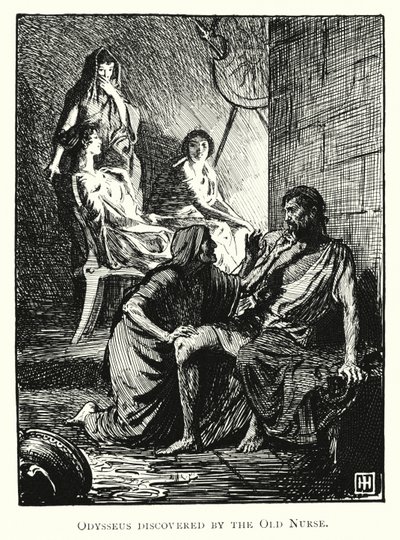 Odyssey: Yaşlı Hemşire tarafından keşfedilen Odysseus (gravür) by George Percy Jacomb Hood