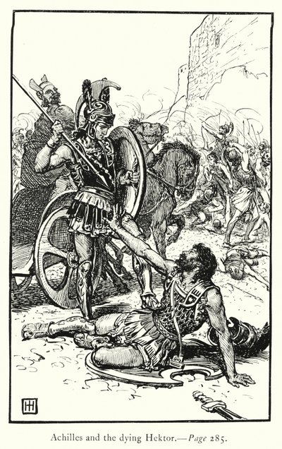 İlyada: Akhilleus ve ölmekte olan Hektor (gravür) by George Percy Jacomb Hood