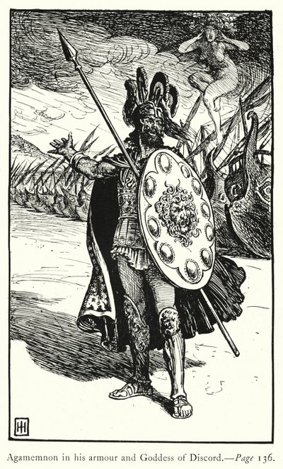 İlyada: Agamemnon zırhında ve Uyuşmazlık Tanrıçası (gravür) by George Percy Jacomb Hood