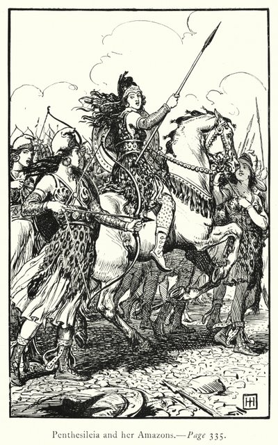 İlyada: Penthesileia ve Amazonları (gravür) by George Percy Jacomb Hood