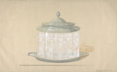 Gümüş Tabanlı ve Kapaklı Cam Kutu Tasarımı, 1820-65. by George Richards Elkington
