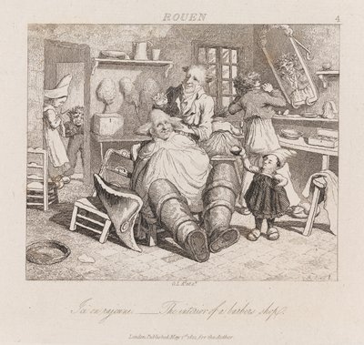 Berber Dükkanı, Rouen, c.1821 (gravür) by George Robert Lewis