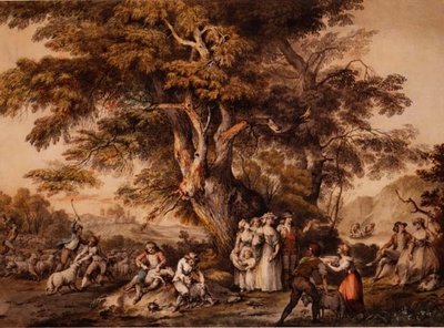 Yaz: Koyun Kırkımı, c.1780 (kağıt üzerine suluboya ve gövde rengi) by George Robertson