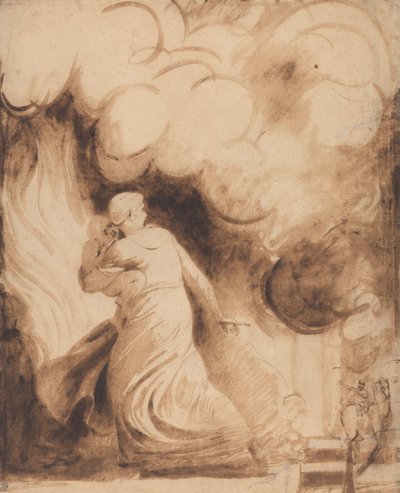 Kucağında Çocuğuyla Alevler İçindeki Şehrin Surları Üzerinde Uçan Bir Anne (Lady Hamilton "Andromache" Olarak Truva