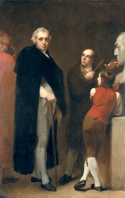 John Flaxman (1755-1826), William Hayley (1745-1820) büstünü modelliyor, c.1791-92 by George Romney