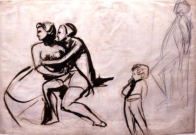 Bir Çocuk Tarafından Espied Lovers (kalem ve mürekkep yıkama) by George Romney