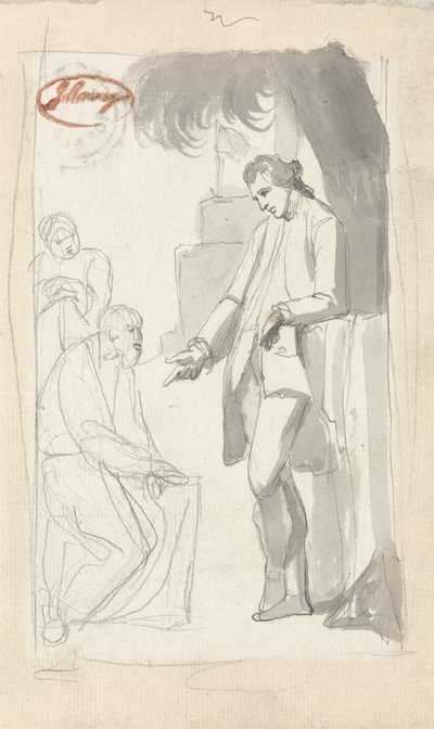 Binbaşı Pierson ve Brahman (gri yıkama ve serilmiş kağıt üzerinde grafit) (bkz. 153906) by George Romney