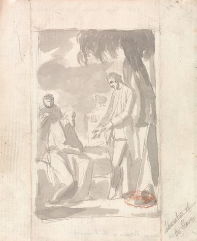 Binbaşı Pierson ve Brahman (sert kağıt üzerine gri yıkama) (bkz. 153905) by George Romney