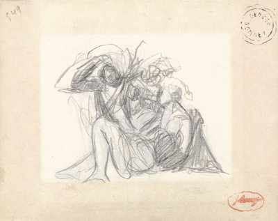 Yatan Kadın ve Diğer Figürler (kağıt üzerinde grafit) (bkz. 153910) by George Romney