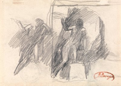 Yarı Diz Çökmüş Bir Figürün İki Eskizi by George Romney