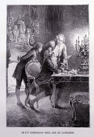 Genç Jim Hawkins, Chevalier Trelawnay ve Doctor Livesey bir oturma odasında barışırlar - Stevenson, George Roux, ed “L