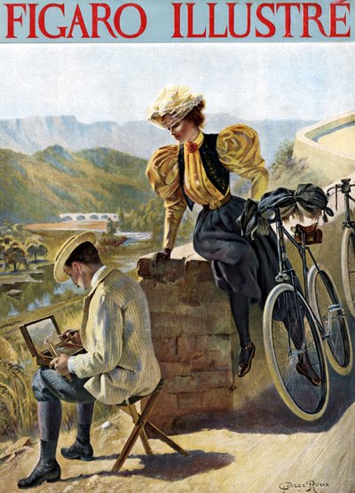 genç kadın, izleyen adam by George Roux