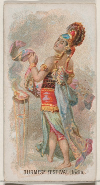 Burma Festivali, Hindistan, Duke marka sigaralar için Holidays N80 serisinden, 1890., 1890. by George S. Harris and Sons