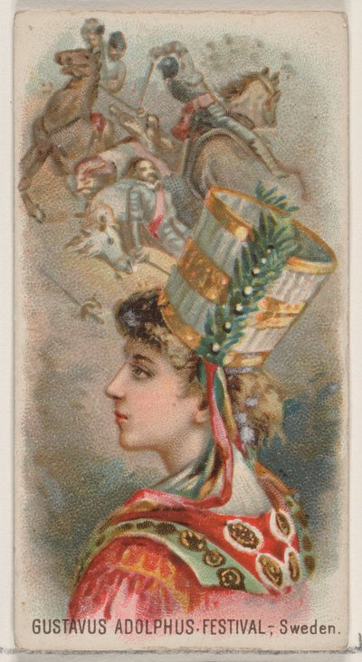 Gustavus Adolphus Festivali, İsveç, Duke marka sigara için Holidays N80 serisinden..., 1890. by George S. Harris and Sons