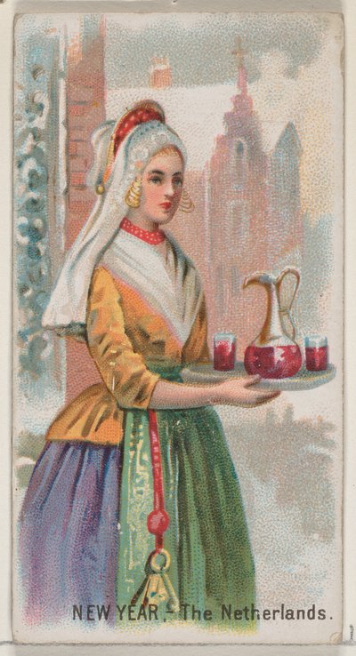 Yeni Yıl, Hollanda, Duke marka sigaralar için Holidays N80 serisinden, 1890., 1890. by George S. Harris and Sons