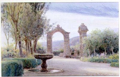 Çeşmeli ve İki Kemerli Bir İtalyan Bahçesi by George Samuel Elgood