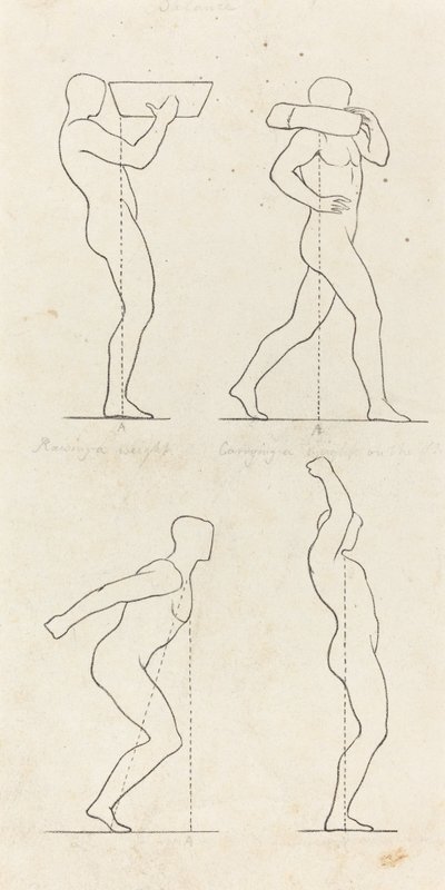 Ağırlık Taşıyan; Atlamaya Hazırlanma ve İniş by George Scharf after John Flaxman