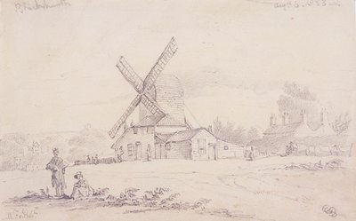 Blackheath, Greenwich, Londra, 1833 üzerinde bir yel değirmeni ile değirmenin görünümü by George Shepheard