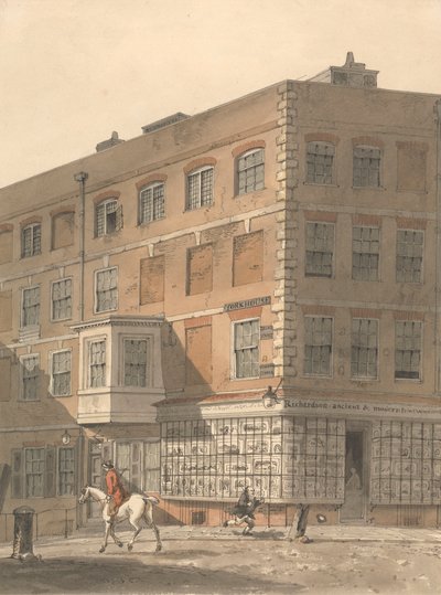 Villiers Caddesi ile Strand'ın köşesi olan York House, Ön Planda Richardson'ın Antik ve Modern Baskı Deposu by George Shepheard