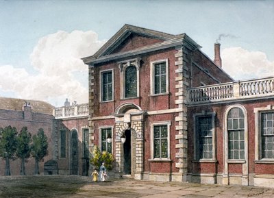Berber Cerrahlar Salonu ve Avlusu, Londra Şehri, 1812. by George Shepherd