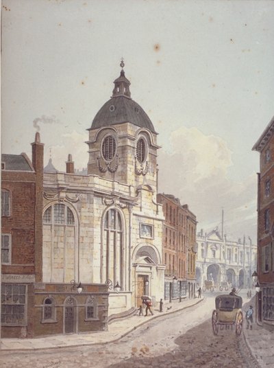 St Benet Fink Kilisesi, Threadneedle Caddesi, Londra Şehri, 1810 by George Shepherd