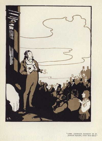 Max Beerbohm'un Mutlu İkiyüzlü için çizimi (renkli taş) by George Sheringham