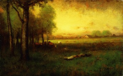 Gün batımında otlayan inekler, by George Snr. Inness